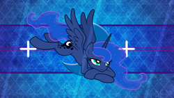 Size: 2560x1440 | Tagged: safe, artist:fehlung, artist:kp-shadowsquirrel, artist:laszlvfx, edit, princess luna, alicorn, pony, bedroom eyes, female, mare, prone, solo, vector, wallpaper, wallpaper edit