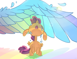 Size: 825x637 | Tagged: safe, artist:hamigaki-momo, rainbow dash, scootaloo, pegasus, pony, crying, scootalove