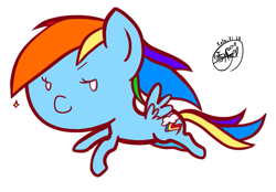 Size: 713x495 | Tagged: safe, artist:snow angel, rainbow dash, pegasus, pony, chibi, pixiv, solo