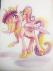 Size: 2340x3109 | Tagged: safe, artist:corelle-vairel, princess cadance, alicorn, pony, alternate hairstyle, ponytail, solo, traditional art