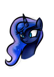 Size: 1000x1414 | Tagged: artist needed, safe, princess luna, alicorn, pony, bust, female, mare, portrait, simple background, smiling, solo, transparent background