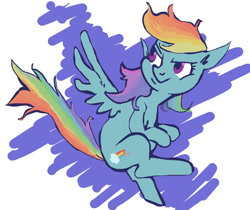 Size: 900x756 | Tagged: safe, artist:dunnstar, rainbow dash, pegasus, pony, blue coat, female, mare, multicolored mane, simple background, solo, white background, wings