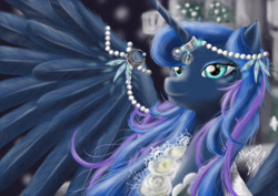 Size: 4961x3508 | Tagged: safe, artist:megumi-arakaki, princess luna, alicorn, pony, absurd resolution, female, horn, mare, solo