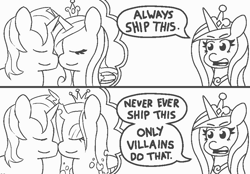 Size: 916x637 | Tagged: safe, artist:threetwotwo32232, edit, princess cadance, queen chrysalis, shining armor, alicorn, changeling, changeling queen, pony, unicorn, always ship this, comic, dialogue, exploitable, exploitable meme, female, infidelity, male, meme, my hero academia, parody, princess of shipping, shiningcadance, shipper on deck, shipping, straight