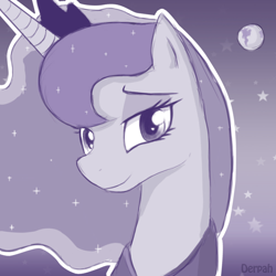 Size: 1000x1000 | Tagged: safe, artist:marble-soda, princess luna, alicorn, pony, female, horn, mare, simple background, solo