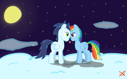 Size: 900x563 | Tagged: safe, artist:anxet, rainbow dash, soarin', pegasus, pony, female, male, shipping, soarindash, straight