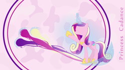 Size: 1920x1080 | Tagged: safe, artist:simplyfeatherbrain, princess cadance, alicorn, pony, female, magic, mare, minimalist, raised hoof, solo, vector, wallpaper