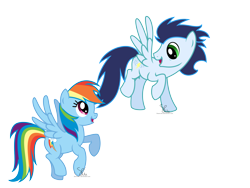 Size: 2048x1536 | Tagged: safe, artist:shani-art, rainbow dash, soarin', pegasus, pony, female, male, shipping, soarindash, straight