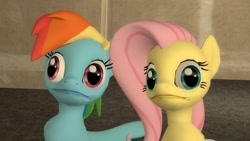 Size: 1920x1080 | Tagged: safe, artist:pointpony, fluttershy, rainbow dash, pegasus, pony, :, faic, gmod, me gusta, reaction image, wat