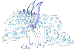 Size: 681x459 | Tagged: safe, artist:fountainstranger, princess cadance, oc, oc:fimblveter, alicorn, pony, corrupted, eyes closed, simple background, solo, spread wings, transparent background