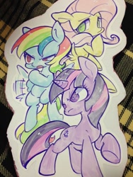 Size: 600x800 | Tagged: safe, artist:mosamosa_n, derpibooru import, fluttershy, rainbow dash, twilight sparkle, pegasus, pony