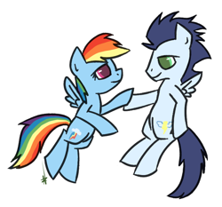 Size: 750x700 | Tagged: safe, artist:ponchuzn, rainbow dash, soarin', pegasus, pony, female, male, shipping, soarindash, straight