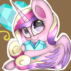 Size: 2048x2048 | Tagged: safe, artist:swirlypuffartz, princess cadance, alicorn, pony, chibi, crystal heart, eye reflection, solo