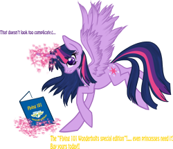 Size: 878x754 | Tagged: safe, artist:mlpazureglow, derpibooru import, twilight sparkle, twilight sparkle (alicorn), alicorn, pony, book, female, flying lesson, magic, mare, solo