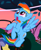 Size: 330x400 | Tagged: safe, screencap, rainbow dash, pegasus, pony, sweet and elite, animation error, derp, dizzy, flying, solo focus, spread wings, tongue out