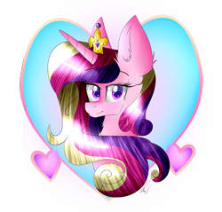 Size: 2100x2011 | Tagged: safe, artist:norica-official, princess cadance, alicorn, pony, bust, ear fluff, portrait, simple background, solo, transparent background