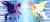 Size: 1600x693 | Tagged: safe, artist:fly-sky-high, derpibooru import, midnight sparkle, sci-twi, sunset shimmer, twilight sparkle, pony, equestria girls, friendship games, daydream shimmer, equestria girls ponified, ponified, watermark