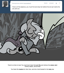 Size: 666x763 | Tagged: safe, artist:egophiliac, princess luna, oc, oc:pebbl, oc:spring (egophiliac), alicorn, pony, cartographer's cap, filly, grayscale, hat, marauder's mantle, monochrome, moon roc, moonstuck, tumblr, tumblr comic, woona, younger