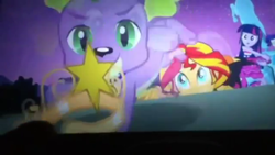 Size: 640x360 | Tagged: safe, screencap, spike, sunset shimmer, twilight sparkle, dog, equestria girls, equestria girls (movie), big crown thingy, exploitable meme, meme, spike the dog, sunset shimmer reaching for things