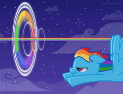 Size: 1413x1088 | Tagged: safe, artist:leidenpierce, rainbow dash, pegasus, pony, blue coat, female, mare, multicolored mane, solo, sonic rainboom, wallpaper