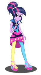 Size: 1930x3495 | Tagged: safe, artist:deannaphantom13, derpibooru import, twilight sparkle, equestria girls, friendship through the ages, clothes, looking at you, microphone, shine like rainbows, simple background, smiling, solo, transparent background