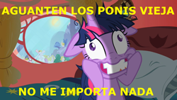 Size: 1280x720 | Tagged: safe, derpibooru import, screencap, twilight sparkle, meme, spanish, translated in the comments