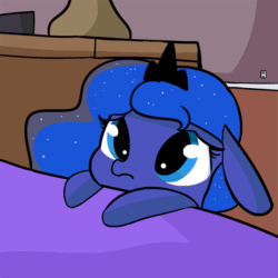 Size: 949x949 | Tagged: safe, artist:tjpones, part of a set, princess luna, alicorn, pony, adorable face, animated, bed, bronybait, cute, dawwww, eye shimmer, filly, floppy ears, frown, gif, hnnng, hoofy-kicks, looking up, lunabetes, missing horn, open mouth, solo, tjpones is trying to murder us, upsies, woona, younger