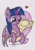 Size: 638x900 | Tagged: safe, artist:shikogo, derpibooru import, fluttershy, twilight sparkle, twilight sparkle (alicorn), alicorn, pegasus, pony, cuddling, cute, ear fluff, female, heart, inktober, lesbian, mare, shipping, snuggling, traditional art, twishy