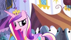 Size: 1100x618 | Tagged: safe, screencap, princess cadance, alicorn, pony, princess spike (episode), cadance is not amused, concerned, female, mare, plot, unamused