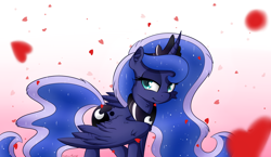Size: 2480x1440 | Tagged: safe, artist:sentireaeris, princess luna, alicorn, pony, heart, heart eyes, looking at you, smiling, solo, valentine's day, wingding eyes