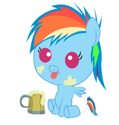 Size: 450x474 | Tagged: safe, artist:convoykaiser, rainbow dash, pegasus, pony, baby, baby pony, cider, cute, dashabetes, diaper, filly, filly rainbow dash, foal, simple background, solo, transparent background