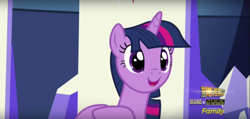 Size: 1360x650 | Tagged: safe, derpibooru import, screencap, twilight sparkle, twilight sparkle (alicorn), alicorn, pony, the one where pinkie pie knows, female, mare, smiling, solo