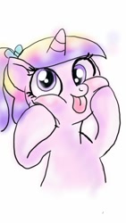 Size: 720x1280 | Tagged: safe, artist:kuromi, princess cadance, alicorn, pony, :p, cute, cutedance, hair bow, silly, silly pony, teen princess cadance, tongue out