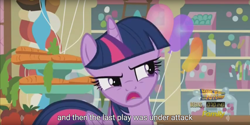 Size: 1920x960 | Tagged: safe, derpibooru import, screencap, twilight sparkle, twilight sparkle (alicorn), alicorn, pony, the one where pinkie pie knows, female, mare, meme, youtube caption