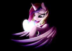 Size: 5357x3827 | Tagged: safe, artist:strachattack, princess cadance, alicorn, pony, absurd resolution, crystal heart, dark, hoof hold, solo
