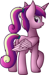 Size: 3000x4560 | Tagged: safe, artist:starlessnight22, princess cadance, alicorn, pony, ear fluff, looking back, plot, simple background, solo, teen princess cadance, transparent background, vector