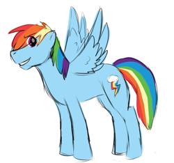 Size: 787x737 | Tagged: safe, artist:sigils, rainbow dash, pegasus, pony, blue coat, female, mare, multicolored mane, sketch, solo