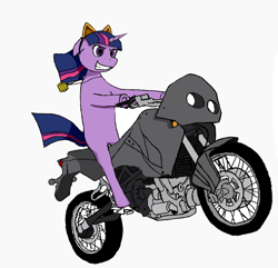 Size: 822x791 | Tagged: safe, artist:sv37, derpibooru import, twilight sparkle, pony, unicorn, female, horn, mare, motorcycle, purple coat, purple mane, solo