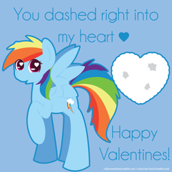 Size: 2000x2000 | Tagged: safe, artist:robynne, rainbow dash, pegasus, pony, blue coat, female, mare, multicolored mane, valentine