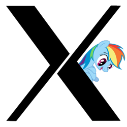 Size: 600x600 | Tagged: safe, rainbow dash, pegasus, pony, 80s, logo, software, x windows system, x11