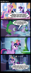 Size: 1288x3000 | Tagged: safe, artist:bredgroup, princess cadance, spike, twilight sparkle, twilight sparkle (alicorn), alicorn, pony, comic:eg rpg, equestria girls, equestria girls (movie), comic, crystal empire, screencap comic