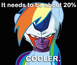 Size: 500x428 | Tagged: safe, rainbow dash, pegasus, pony, 20% cooler, cooler, cooler (dbz), dragon ball, dragon ball z, image macro, pun, rainbowcooler