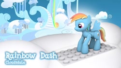 Size: 640x360 | Tagged: safe, rainbow dash, pegasus, pony, blue coat, female, lego, mare, multicolored mane