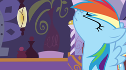 Size: 1280x719 | Tagged: safe, screencap, rainbow dash, pegasus, pony, ponyville confidential, scrunchy face, spa