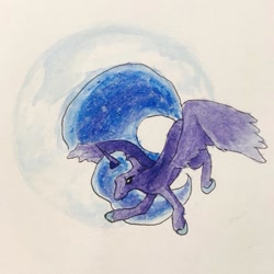 Size: 709x709 | Tagged: artist needed, source needed, safe, princess luna, alicorn, pony, solo, traditional art, watercolor painting