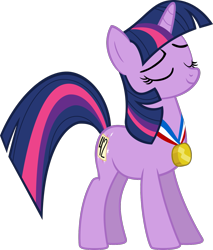 Size: 1143x1344 | Tagged: safe, artist:blackgryph0n, artist:trildar, derpibooru import, twilight sparkle, unicorn twilight, pony, unicorn, fall weather friends, .svg available, absurd resolution, female, mare, medal, simple background, solo, svg, transparent background, vector