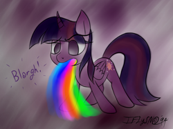 Size: 3675x2747 | Tagged: safe, artist:iflysna94, derpibooru import, twilight sparkle, twilight sparkle (alicorn), alicorn, pony, female, mare, puking rainbows, solo