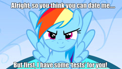 Size: 1259x717 | Tagged: safe, edit, edited screencap, screencap, rainbow dash, pegasus, pony, the crystal empire, bronybait, caption, crystal empire, date, female, inverted mouth, mare, solo