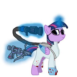 Size: 1200x1200 | Tagged: safe, derpibooru import, twilight sparkle, twilight sparkle (alicorn), alicorn, pony, blood, crossover, female, glasses, i regret nothing, levitation, magic, mare, medic, solo, team fortress 2, telekinesis, twi medic