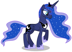 Size: 2100x1500 | Tagged: safe, artist:watermelon changeling, derpibooru exclusive, princess luna, alicorn, pony, ms paint, raised hoof, simple background, solo, white background